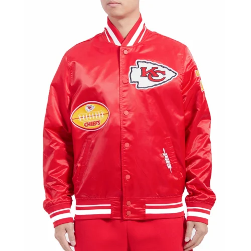 Kansas City Chiefs Old English Red Satin Jacket
