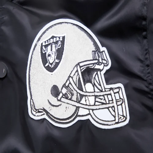 Las Vegas Raiders Mashup Logo Full-Snap Black Satin Varsity Jacket - Image 6