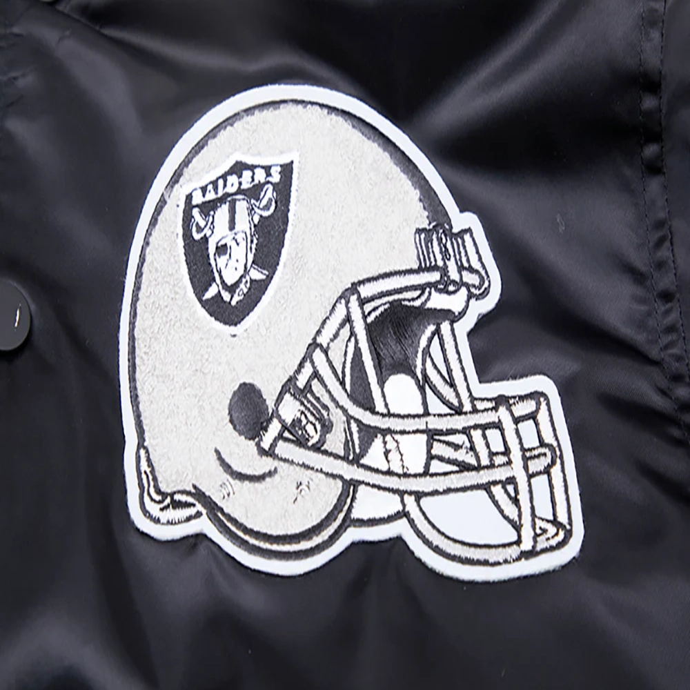 Las Vegas Raiders Mashup Logo Full-Snap Black Satin Varsity Jacket - Image 6