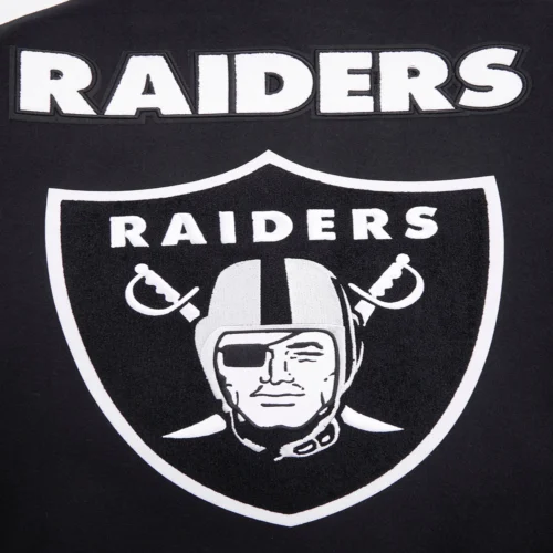 Las Vegas Raiders Mashup Rib Black Wool & Leather Varsity Jacket - Image 5