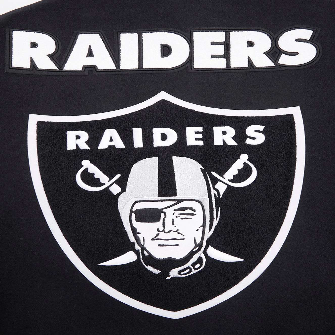 Las Vegas Raiders Mashup Rib Black Wool & Leather Varsity Jacket - Image 5