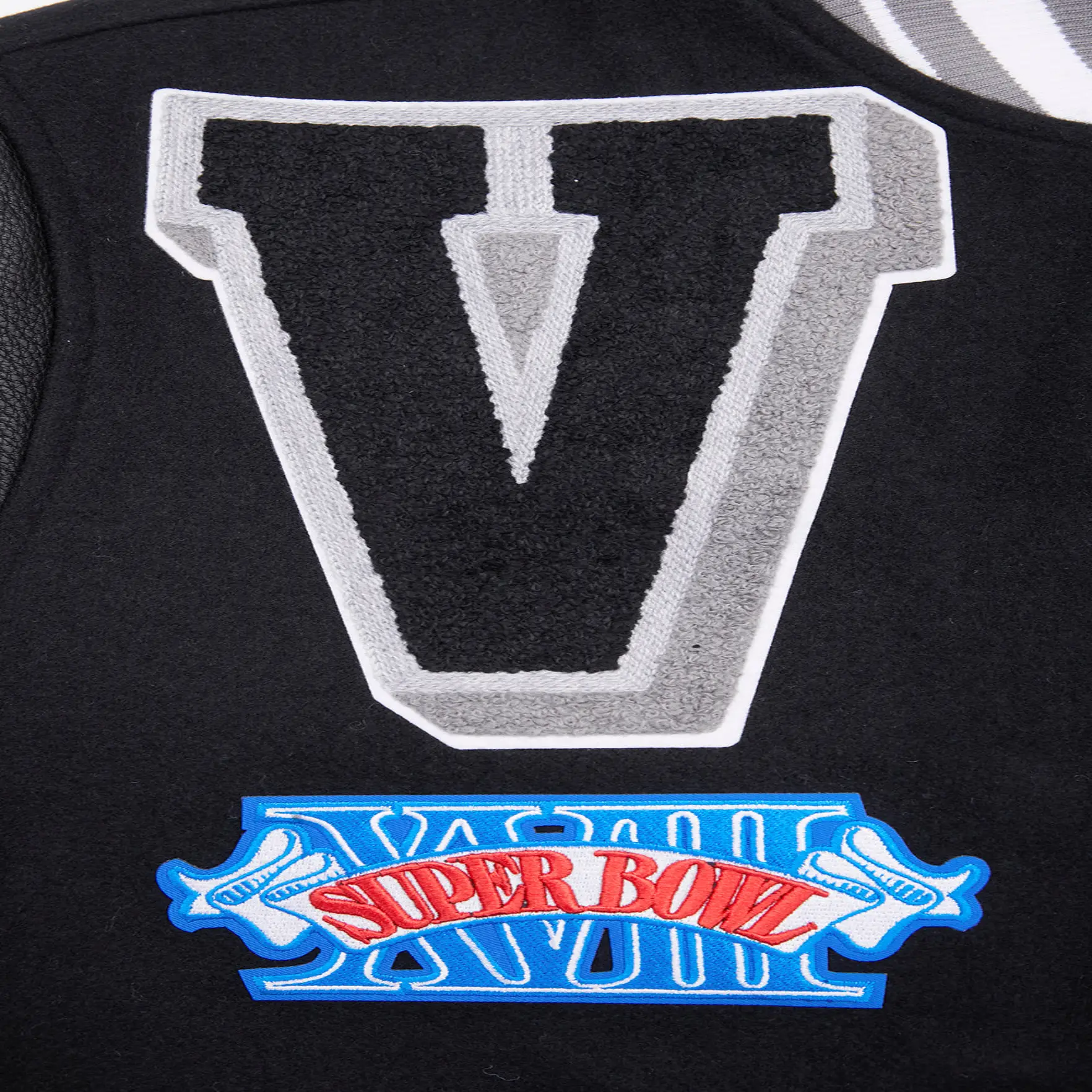 Las Vegas Raiders Mashup Rib Black Wool & Leather Varsity Jacket - Image 6