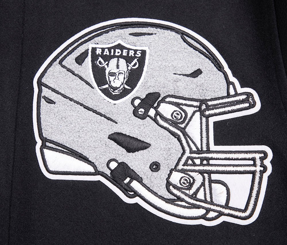 Las Vegas Raiders Mashup Rib Black Wool & Leather Varsity Jacket - Image 7