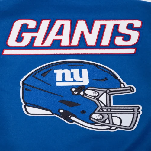 New York Giants Mashup Rib Blue/White Wool & Leather Varsity Jacket - Image 6