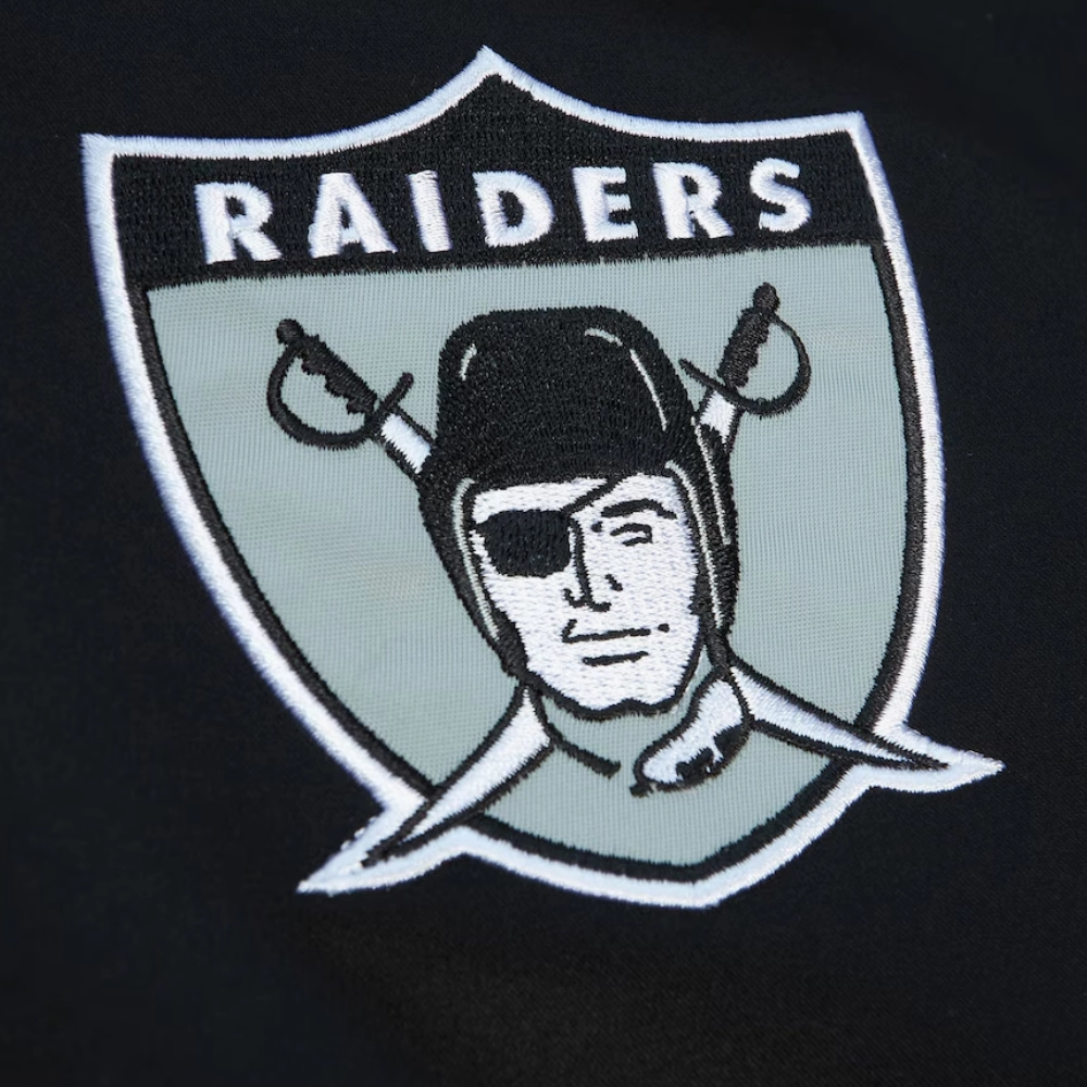 Las Vegas Raiders OG 2.0 Full-Snap Black Satin Varsity Jacket - Image 3