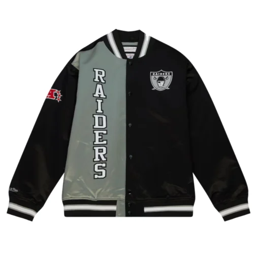 Las Vegas Raiders OG 2.0 Full-Snap Black Satin Varsity Jacket