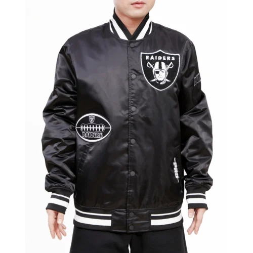 Las Vegas Raiders Old English Black Satin Jacket