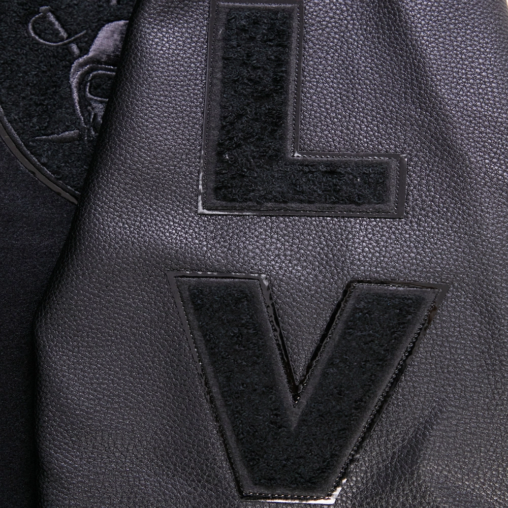Las Vegas Raiders Triple Black Wool & Leather Varsity Jacket - Image 5