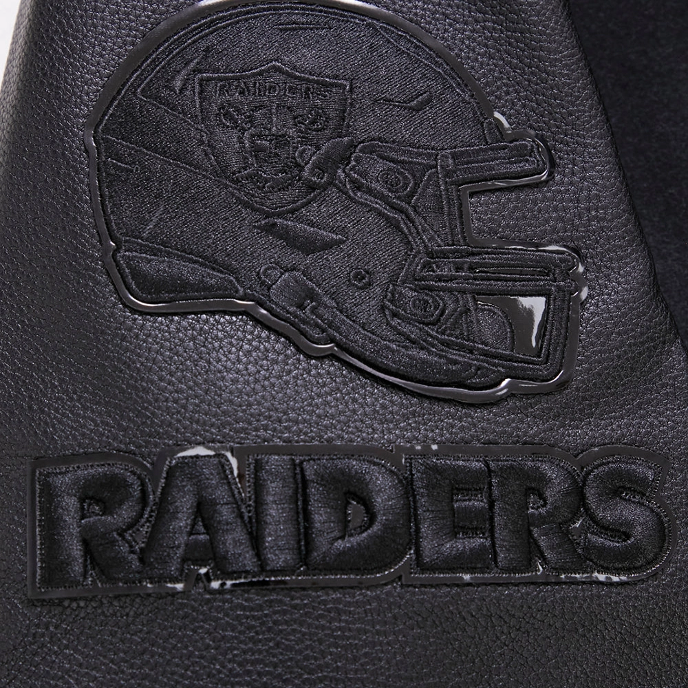 Las Vegas Raiders Triple Black Wool & Leather Varsity Jacket - Image 6