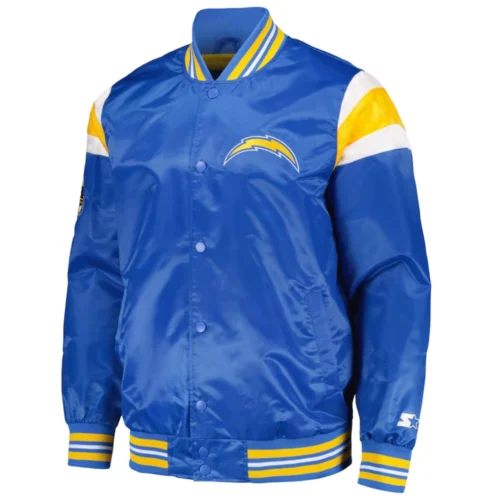 Los Angeles Chargers Full-Snap Blue Satin Varsity Jacket