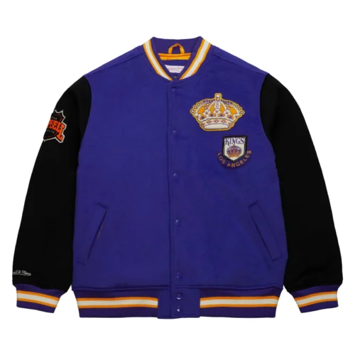 Los Angeles Kings Team Legacy Full-Snap Purple/Black Satin Varsity Jacket