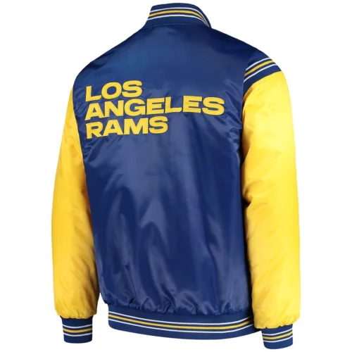 Alternative view of Los Angeles Rams The Enforcer  Blue/Yellow Satin Varsity Jacket