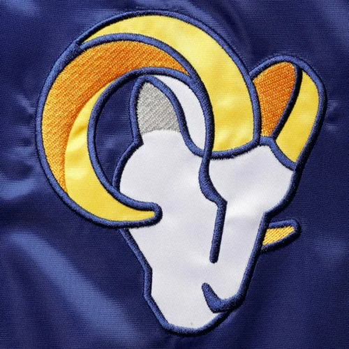 Los Angeles Rams The Enforcer Blue/Yellow Satin Varsity Jacket - Image 3