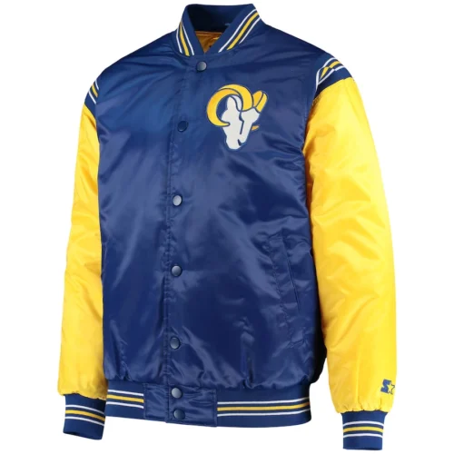 Los Angeles Rams The Enforcer Blue/Yellow Satin Varsity Jacket