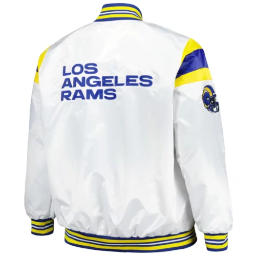 Alternative view of Los Angeles Rams Full-Snap White Satin Varsity Jacket