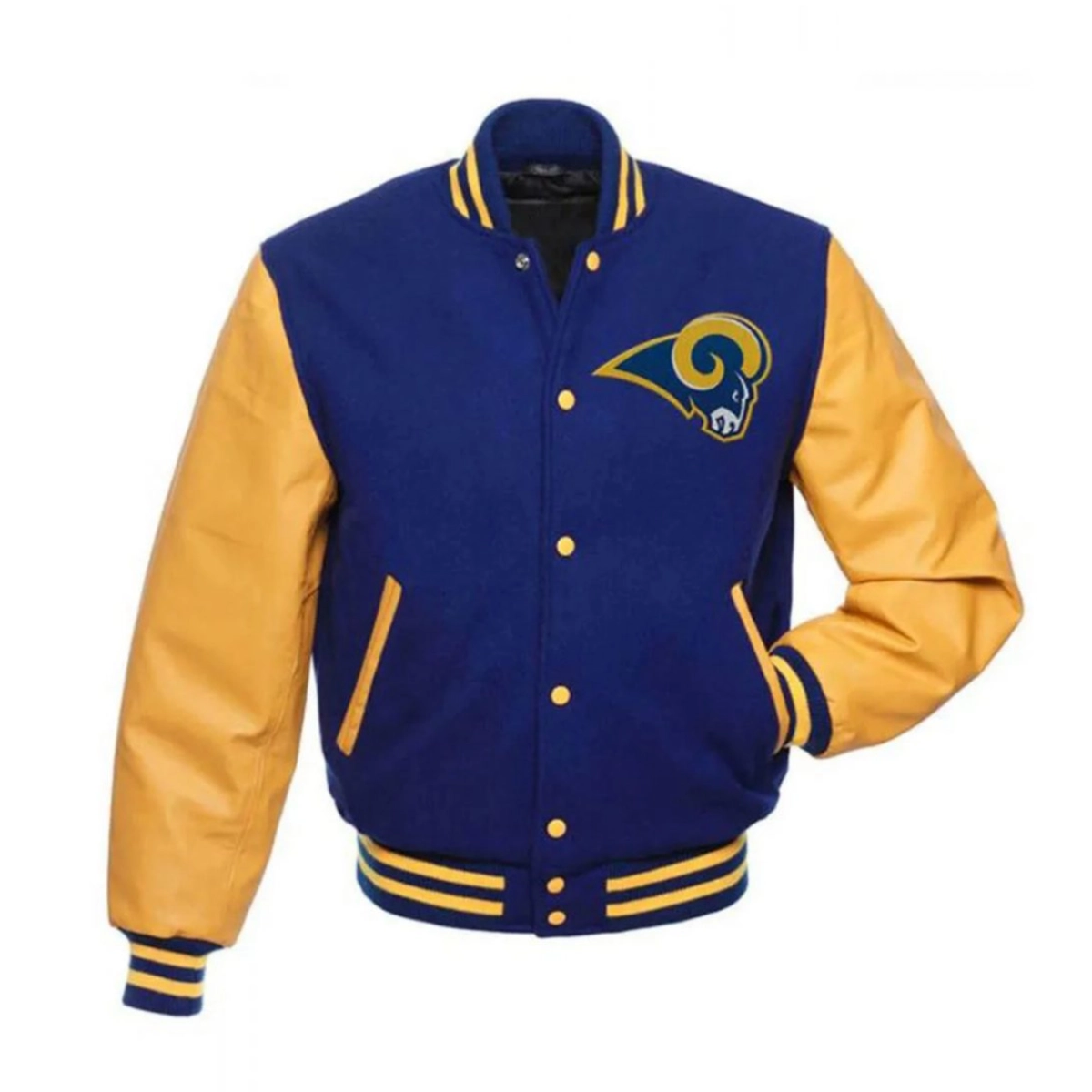 Los Angeles Rams LA Rams Wool & Leather Blue/Yellow Varsity Jacket