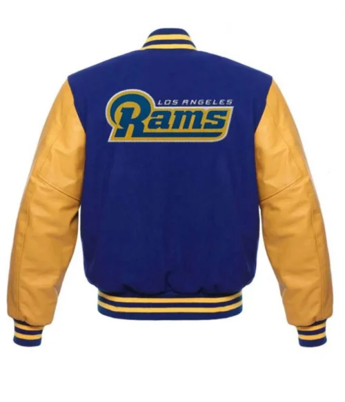Alternative view of Los Angeles Rams LA Rams Wool & Leather Blue/Yellow Varsity Jacket