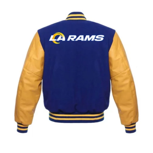 Alternative view of Los Angeles Rams LA Rams Letterman Blue/Yellow Wool & Leather Varsity Jacket