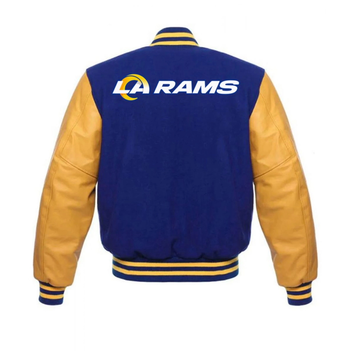 Los Angeles Rams LA Rams Letterman Blue/Yellow Wool & Leather Varsity Jacket - Image 2