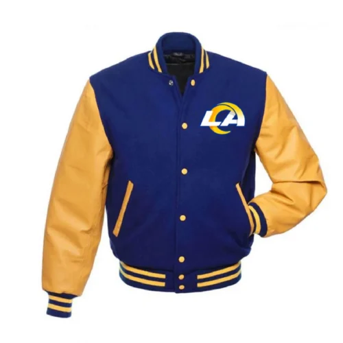 Los Angeles Rams LA Rams Letterman Blue/Yellow Wool & Leather Varsity Jacket