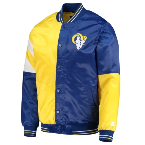 Los Angeles Rams Leader Yellow/Blue Satin Varsity Jacket