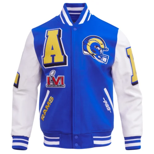 Los Angeles Rams Mashup Blue/White Wool & Leather Varsity Jacket