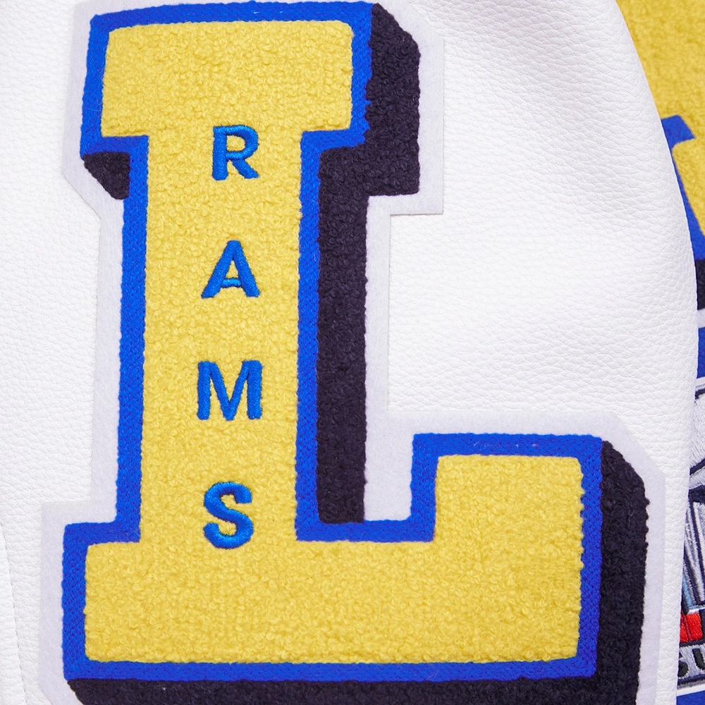 Los Angeles Rams Mashup Blue/White Wool & Leather Varsity Jacket - Image 6