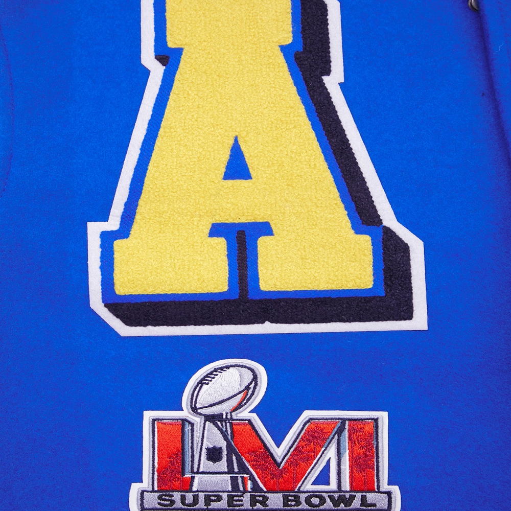 Los Angeles Rams Mashup Blue/White Wool & Leather Varsity Jacket - Image 7