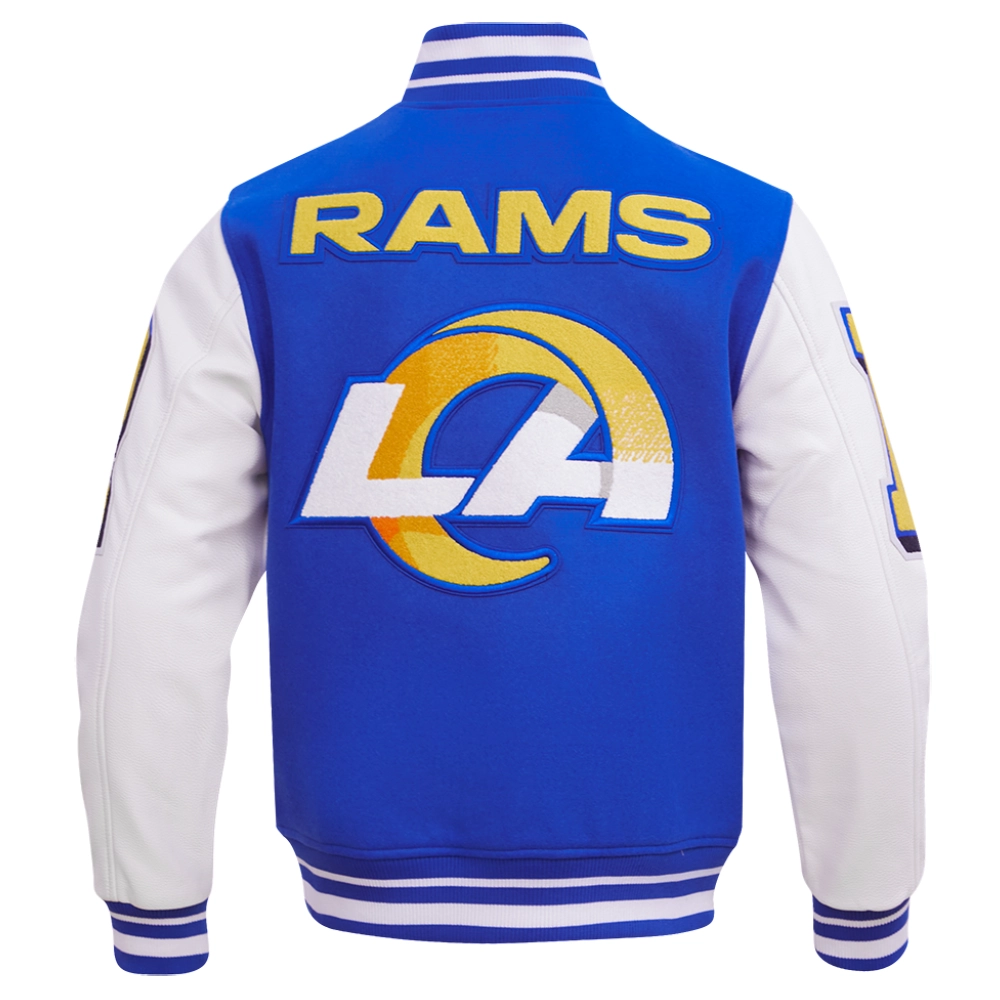 Los Angeles Rams Mashup Blue/White Wool & Leather Varsity Jacket - Image 4