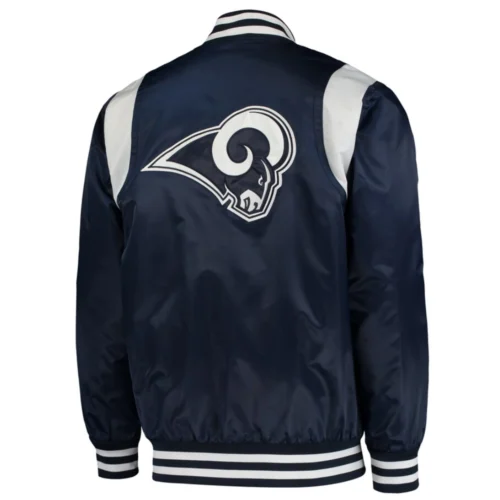 Alternative view of Los Angeles Rams Prime Time Full-Snap Navy Satin Varsity Jacket