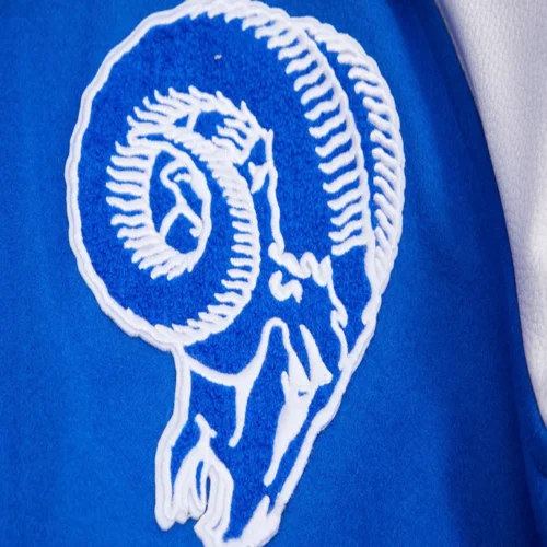 Los Angeles Rams Retro Classic Blue/White Wool & Leather Varsity Jacket - Image 6