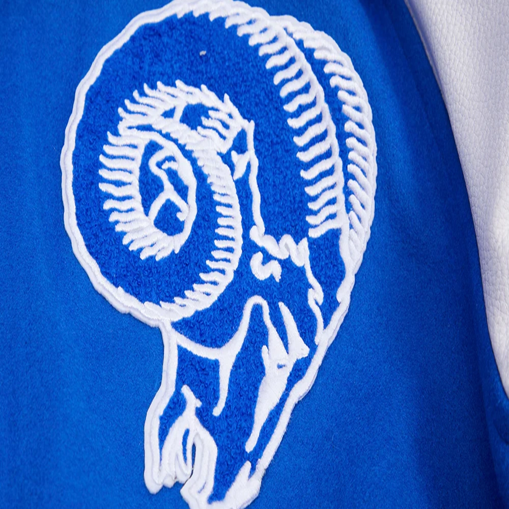 Los Angeles Rams Retro Classic Blue/White Wool & Leather Varsity Jacket - Image 6