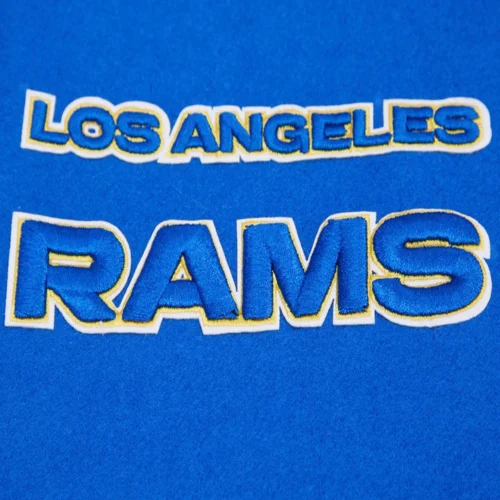 Los Angeles Rams Retro Classic Blue/White Wool & Leather Varsity Jacket - Image 5