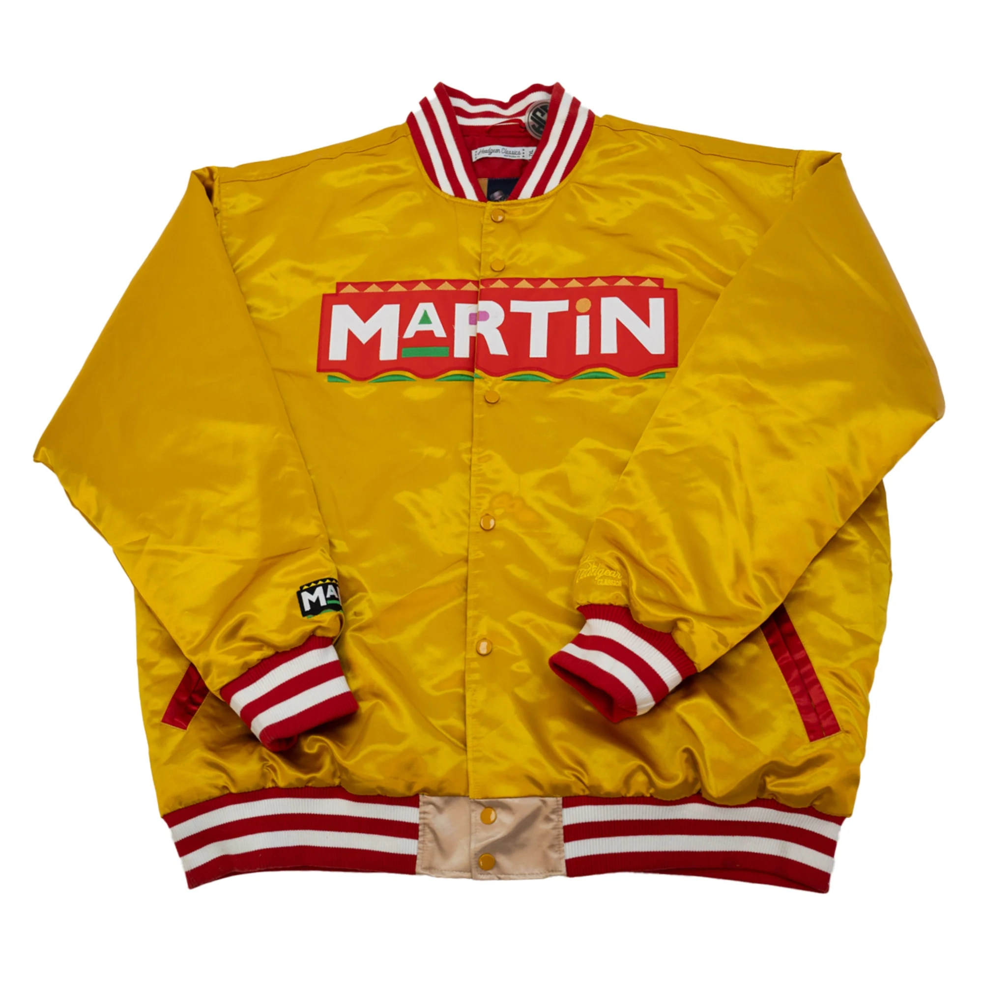 Martin Gold Full-Snap Satin Varsity Jacket - Gold