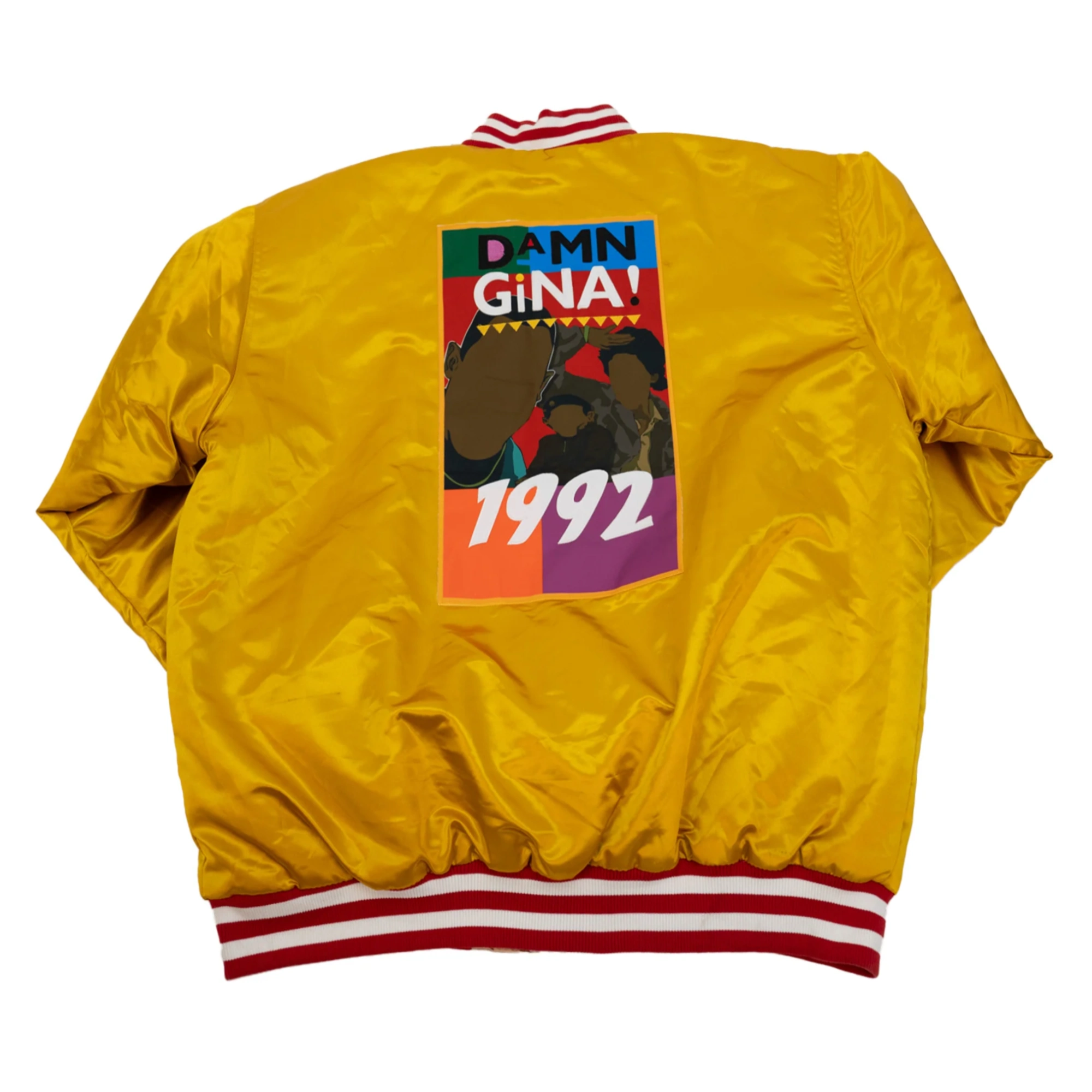 Martin Gold Full-Snap Satin Varsity Jacket - Gold - Image 2