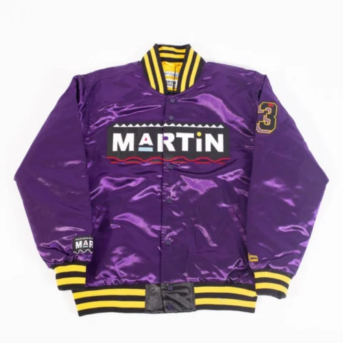 Martin Marty Marr Full-Snap Satin Varsity Jacket - Purple