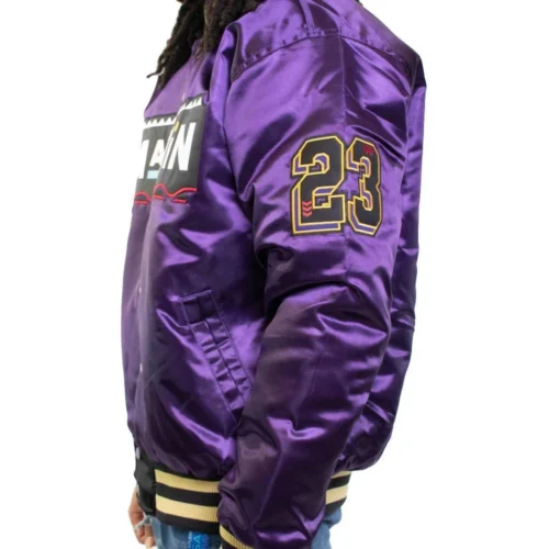 Martin Marty Marr Full-Snap Satin Varsity Jacket - Purple - Image 5
