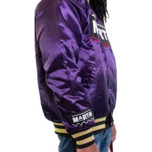 Martin Marty Marr Full-Snap Satin Varsity Jacket - Purple - Image 6