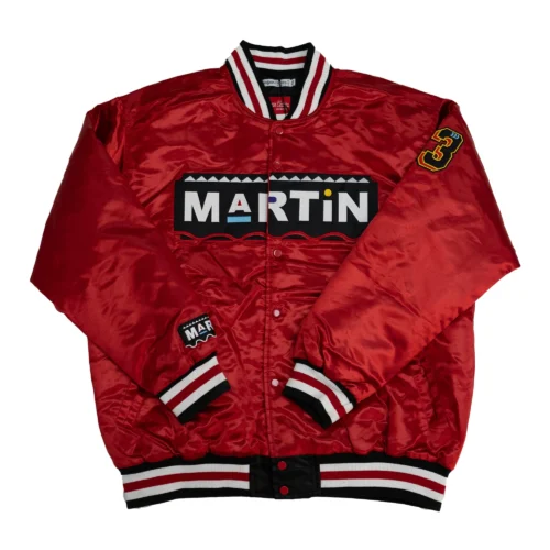 Martin Marty Marr Full-Snap Satin Varsity Jacket - Red