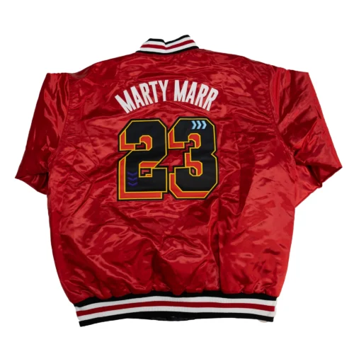 Alternative view of Martin Marty Marr Full-Snap Satin Varsity Jacket - Red
