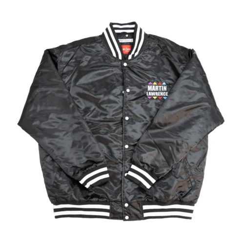 Martin Tommy Memorial Full-Snap Satin Varsity Jacket - Black