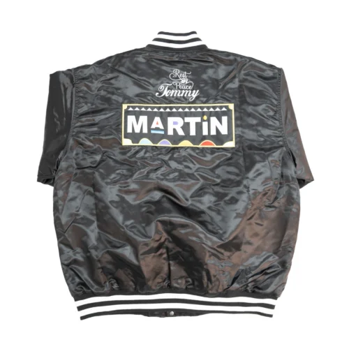 Alternative view of Martin Tommy Memorial Full-Snap Satin Varsity Jacket - Black