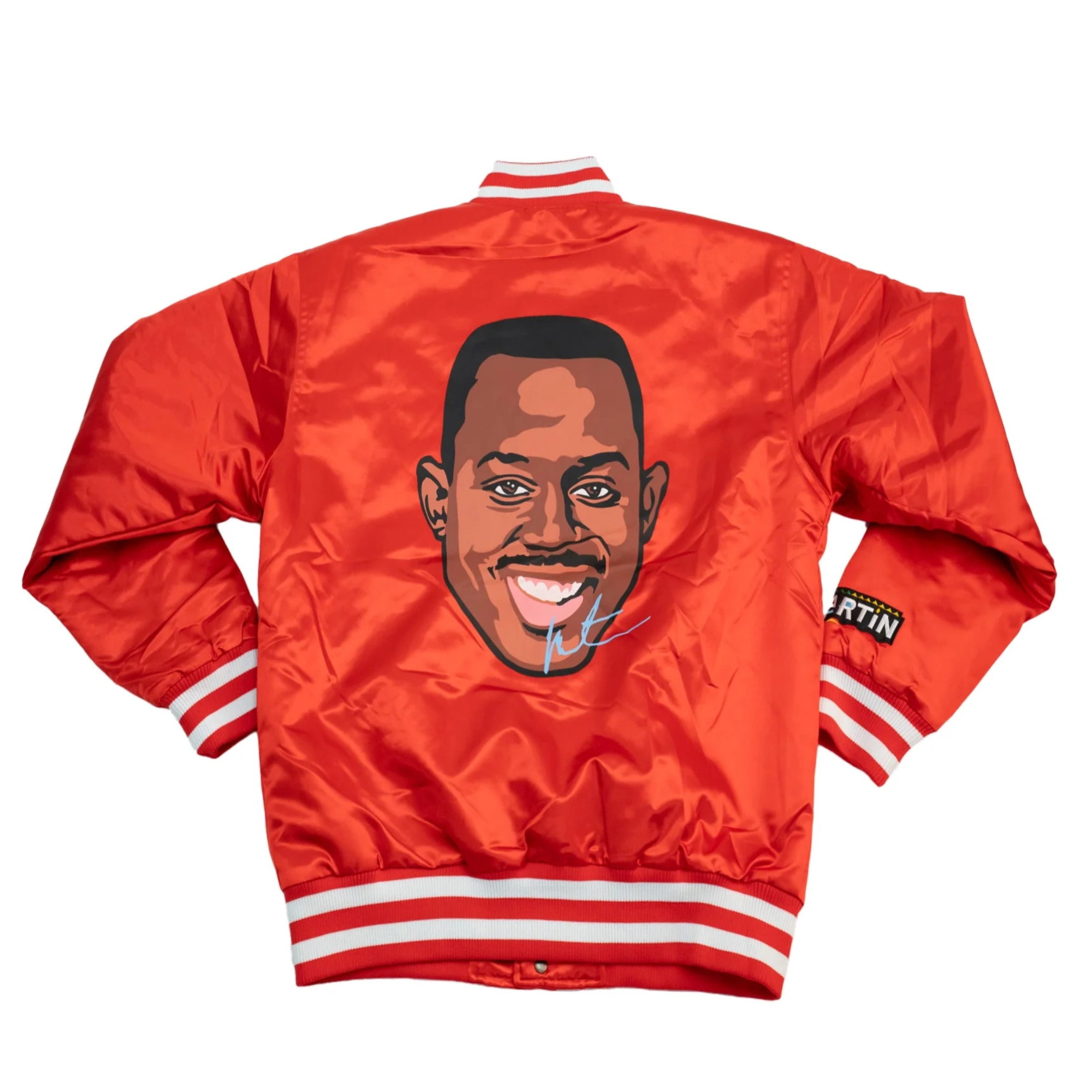 Martin Warm Up Full-Snap Satin Varsity Jacket - Red - Image 2