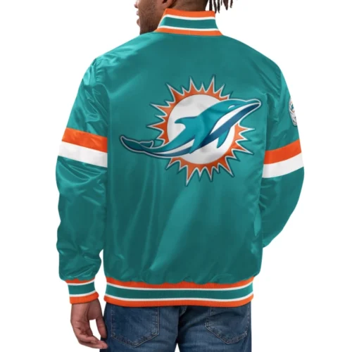Alternative view of Miami Dolphins Home Game Aqua Satin Varsity Jacket