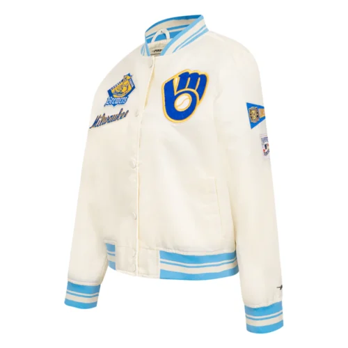 Alternative view of Milwaukee Brewers Women's Retro Classic Satin Varsity Jacket