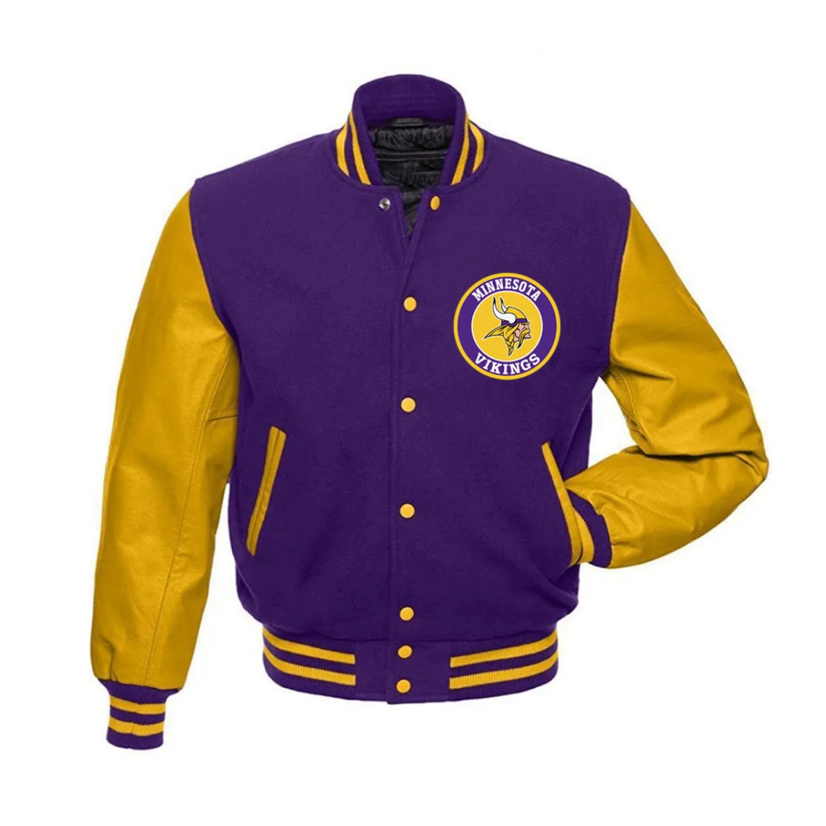 Minnesota Vikings Letterman Purple/Yellow Wool & Leather Varsity Jacket