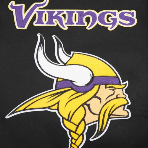 Minnesota Vikings Mashup Black Wool & Leather Varsity Jacket - Image 8
