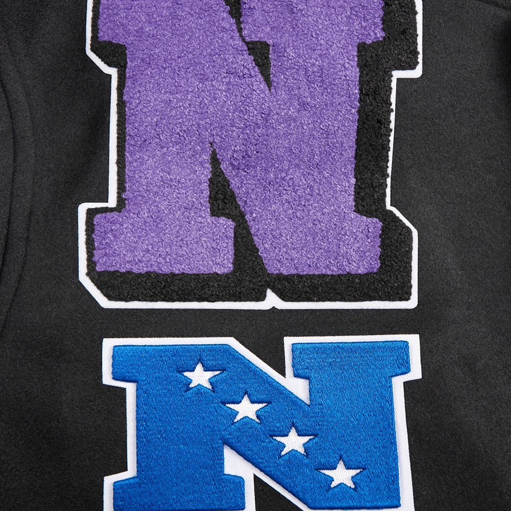 Minnesota Vikings Mashup Black Wool & Leather Varsity Jacket - Image 7