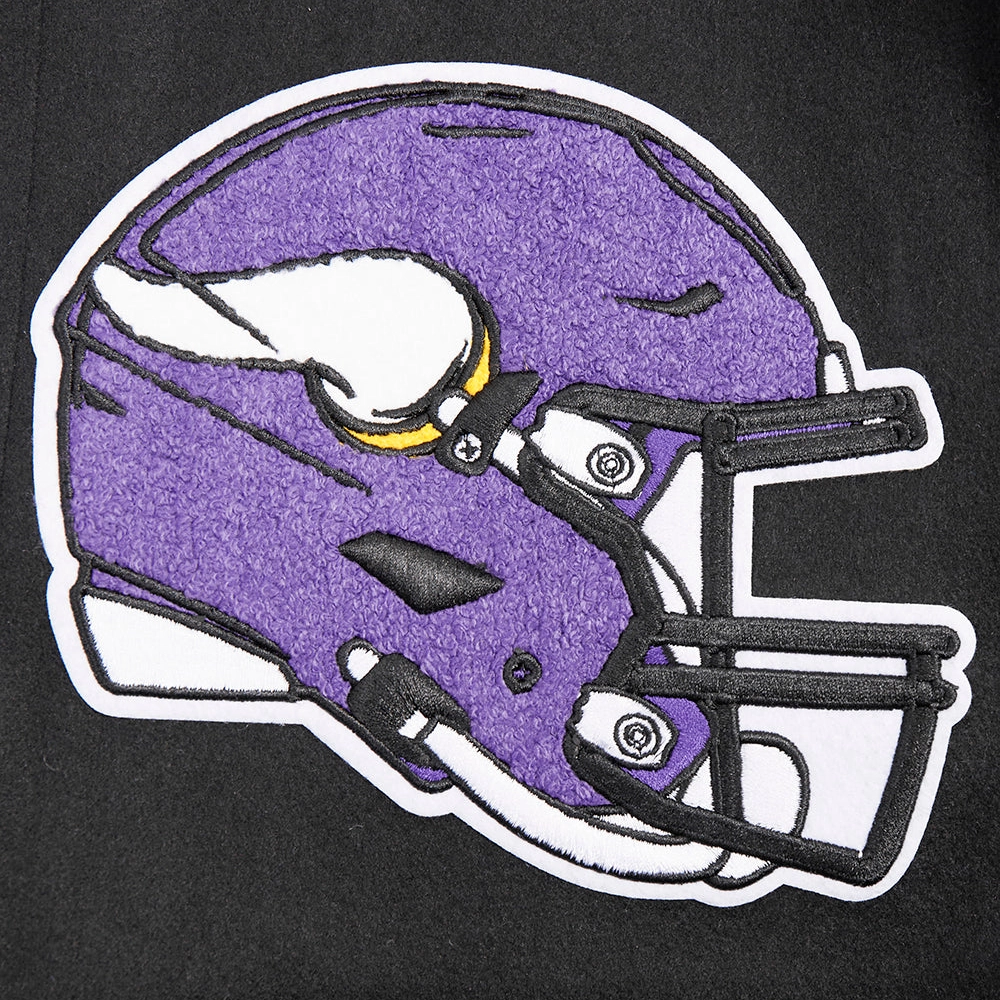 Minnesota Vikings Mashup Black Wool & Leather Varsity Jacket - Image 5
