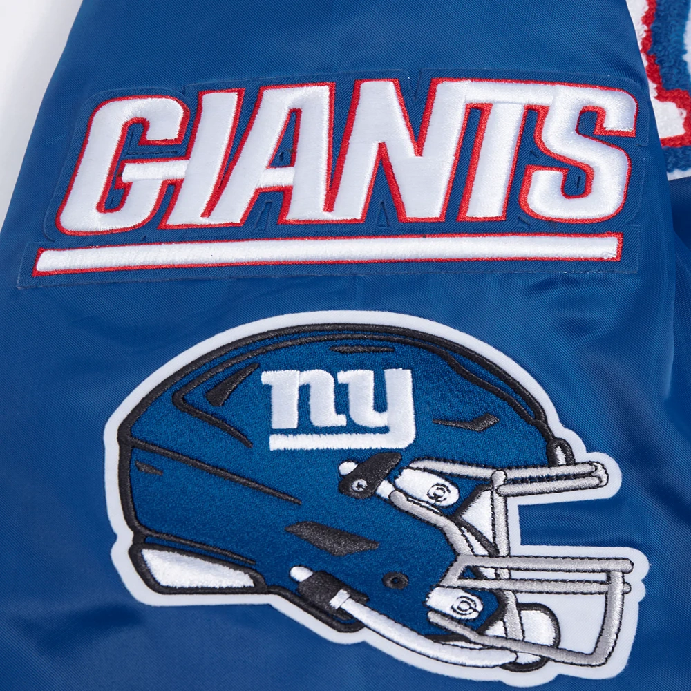 New York Giants Mashup Full-Snap Blue Satin Varsity Jacket - Image 6
